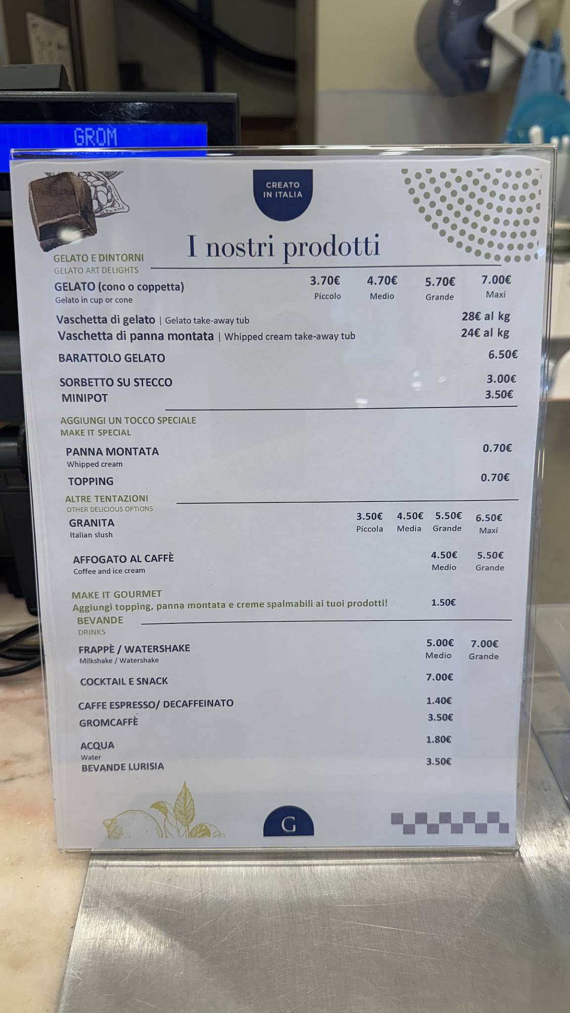 Menu di GROM 