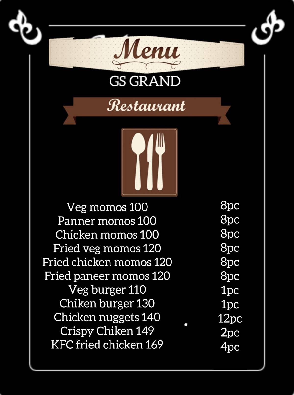 GS GRAND menu