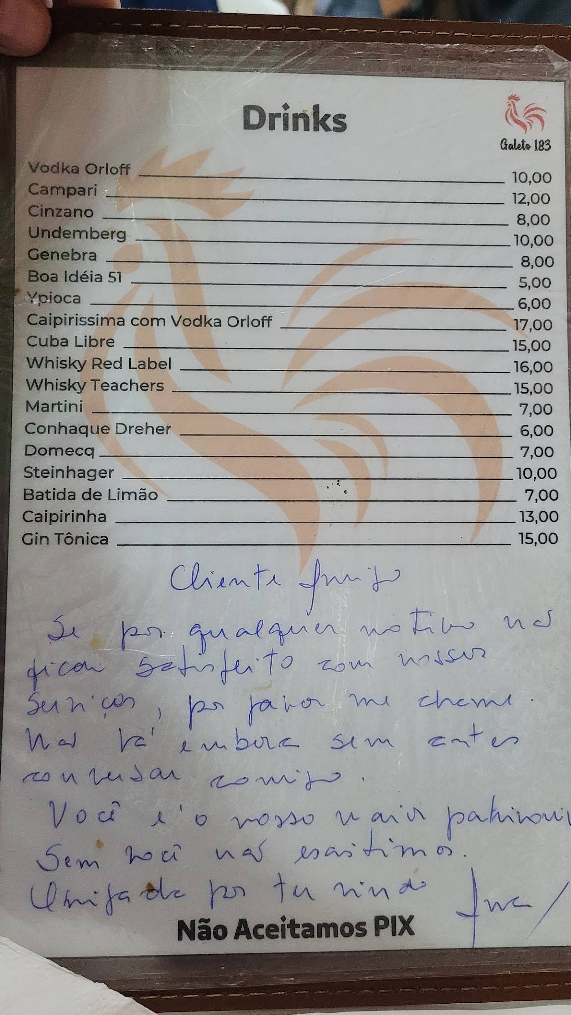 Galeto 183 cardápio