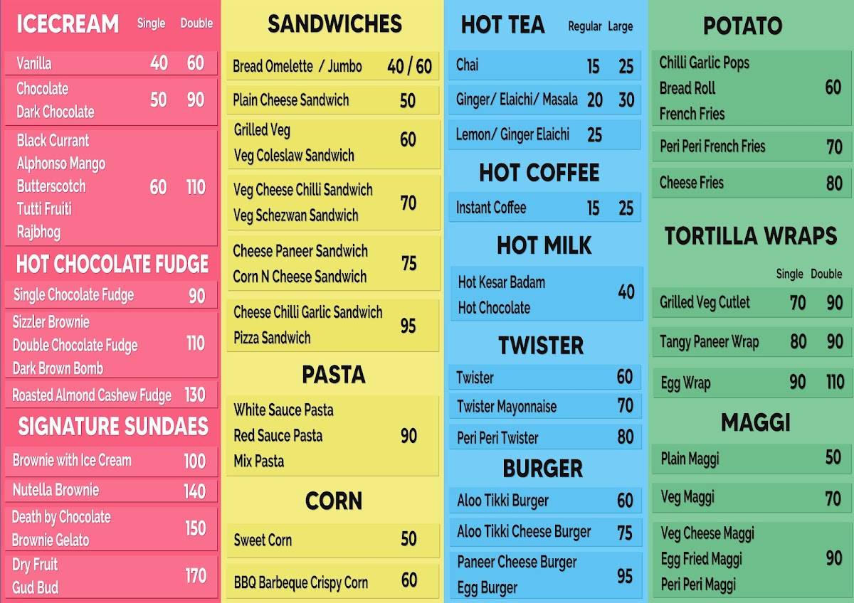 The Lassi Corner menu