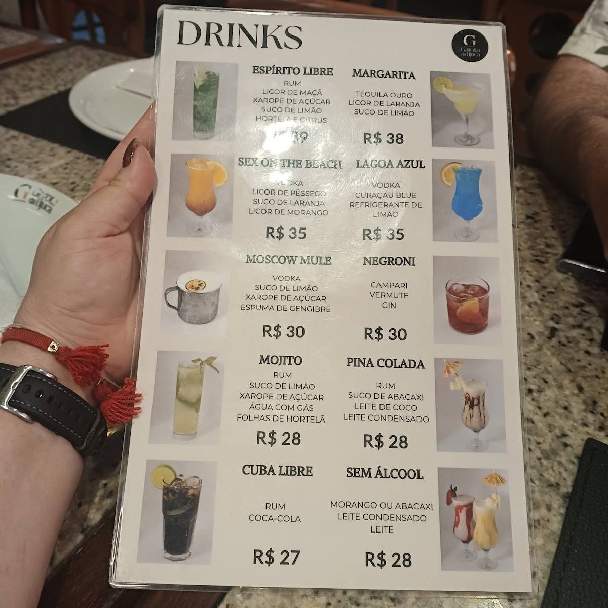 Garota da Tijuca cardápio