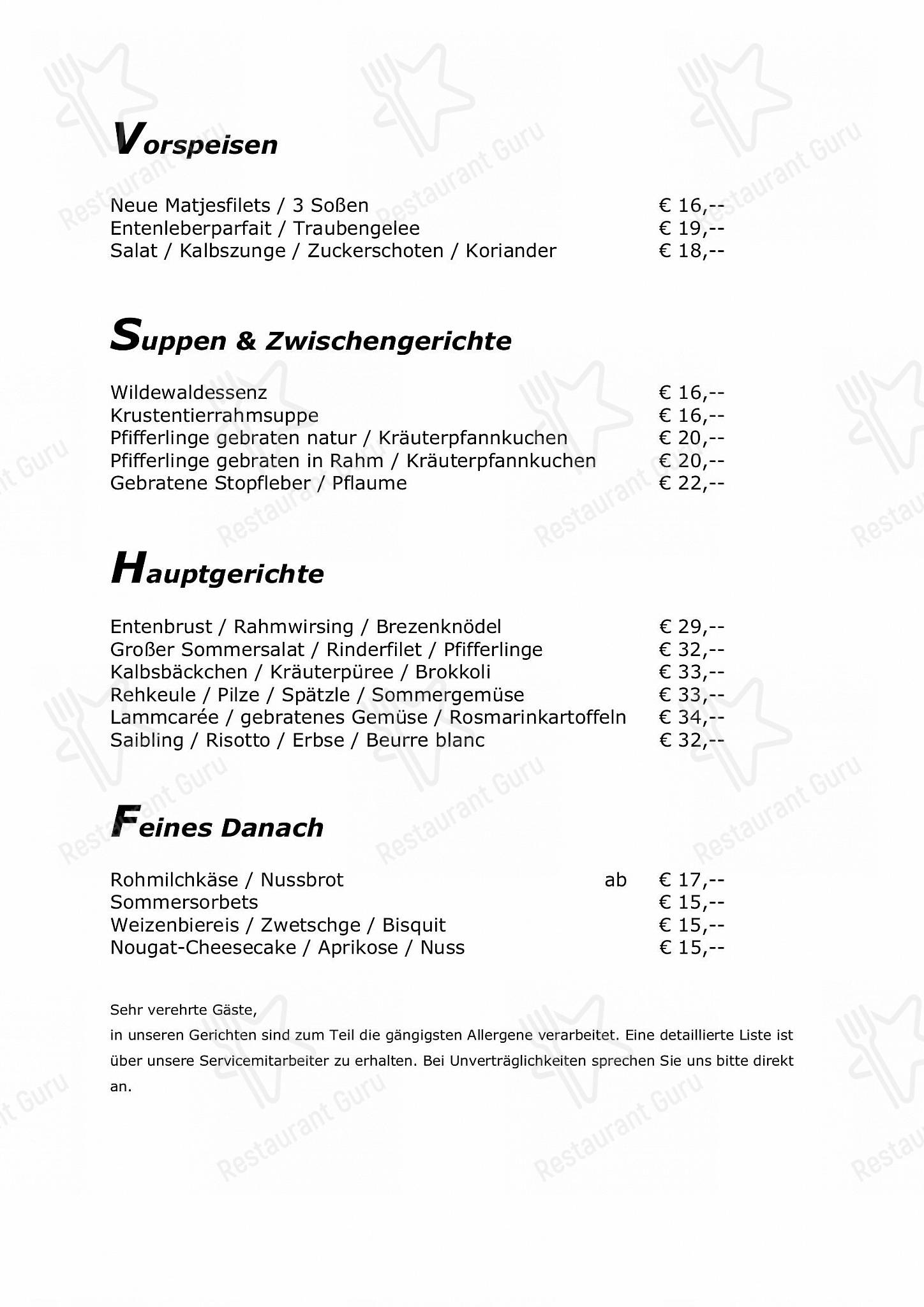 Romantik Hotel Gasthaus Rottner dans Nuremberg - Основное меню