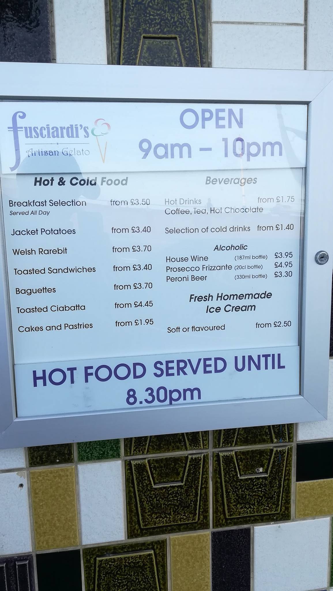 Menu at Gelato Famoso Ice Cream Parlour cafe, Eastbourne