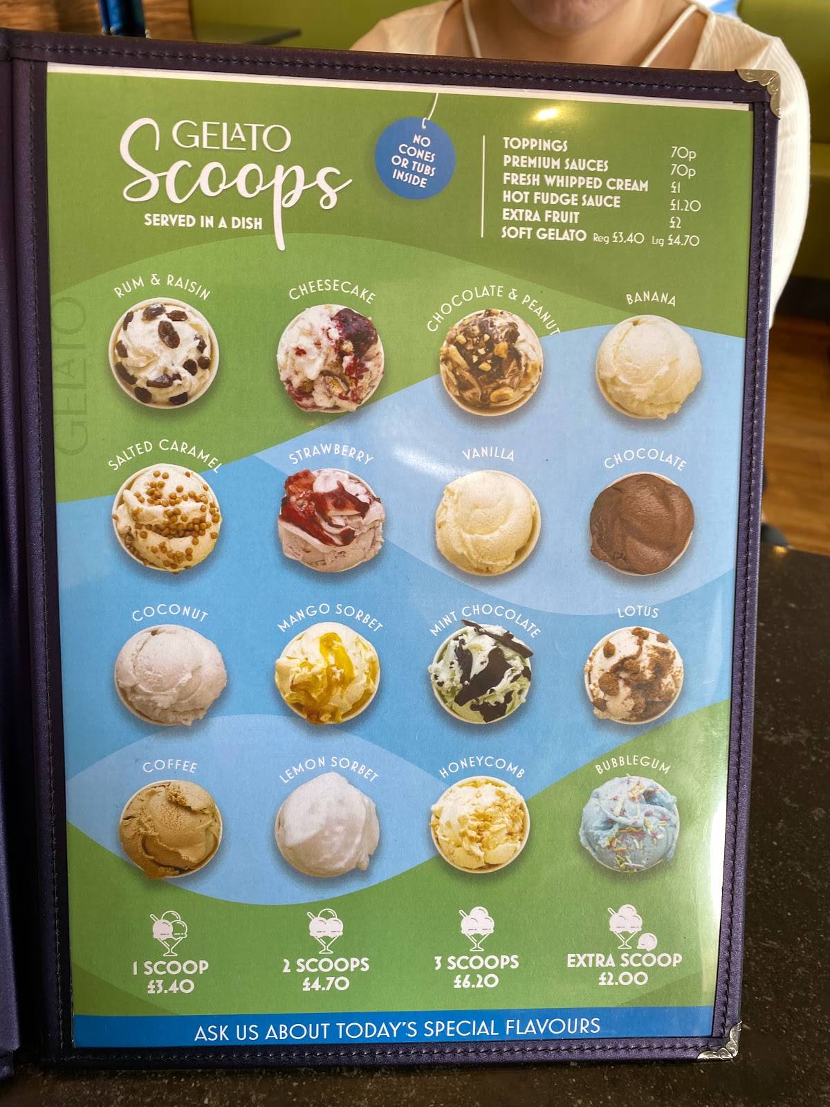 Menu at Gelato Famoso Ice Cream Parlour cafe, Eastbourne