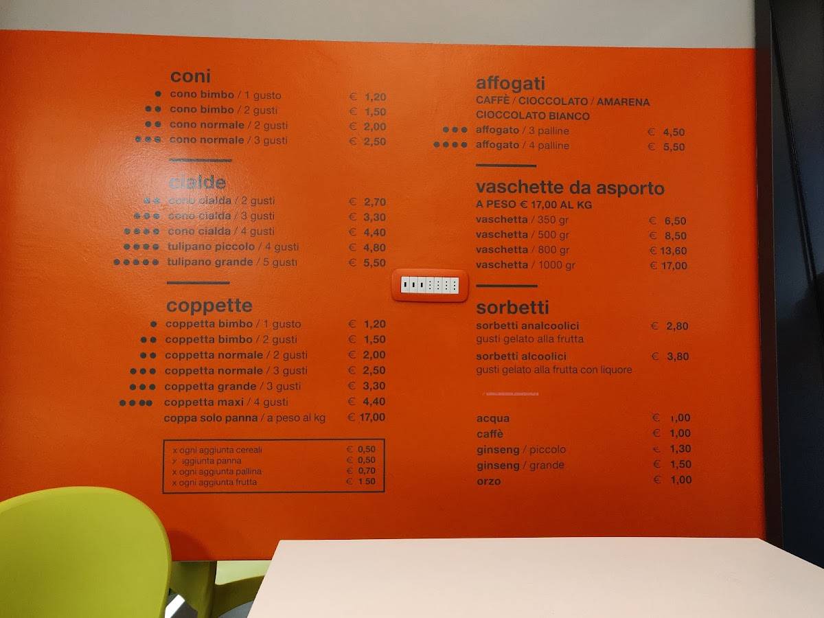 Menu di Gelato Pazzo 