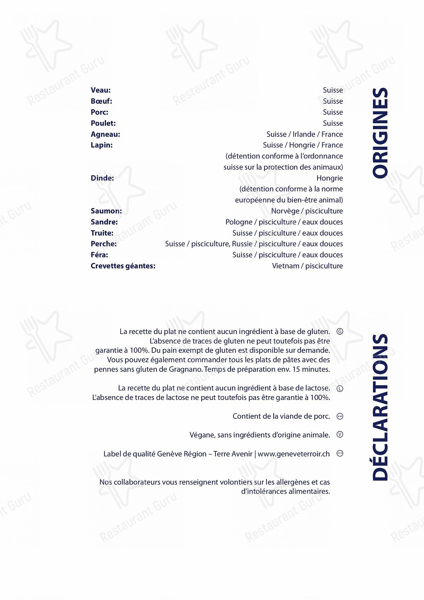 Menu di Restaurant Le Lacustre - Menu