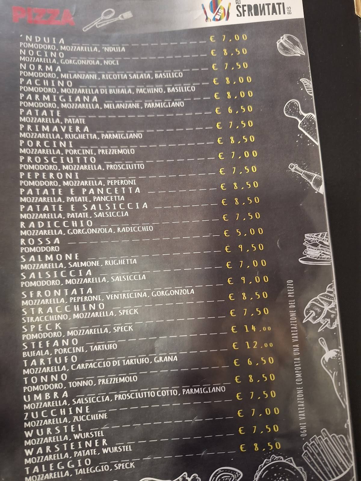 Menu di Gli Sfrontati BIS 
