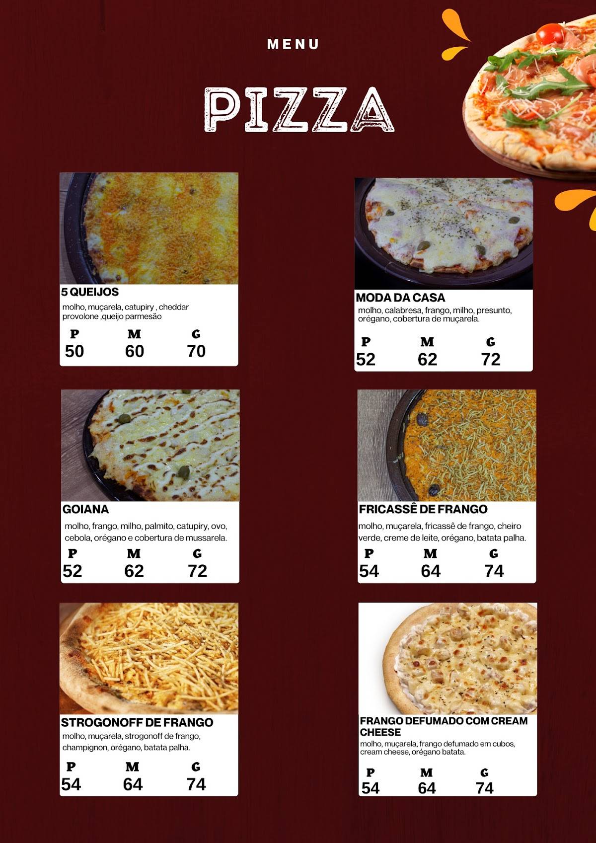 Portal Pizza e Burguer cardápio