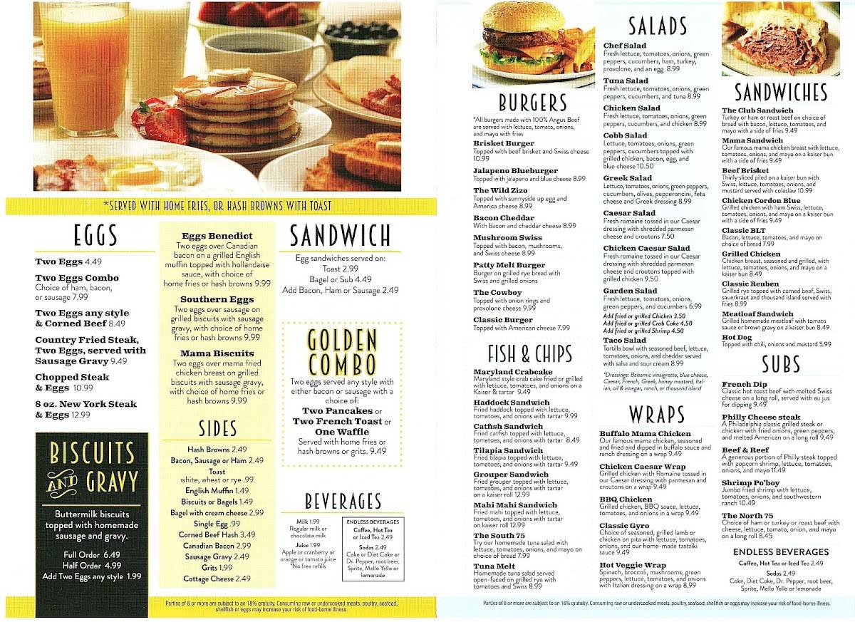 Menu at Golden Spoon Diner restaurant, Ocala