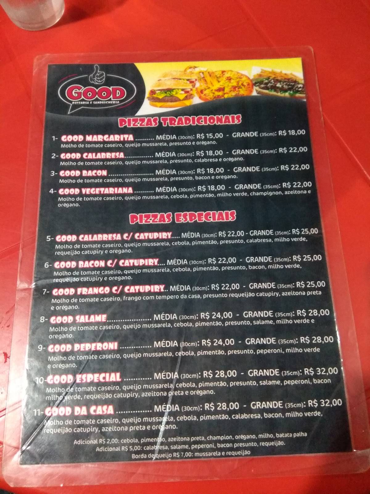 Good pizzaria cardápio
