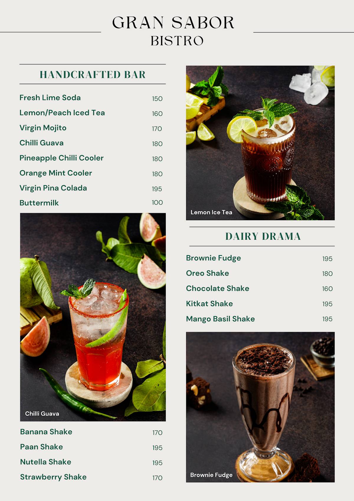 Gran Sabor Bistro Best Family Restaurant In Jaipur menu