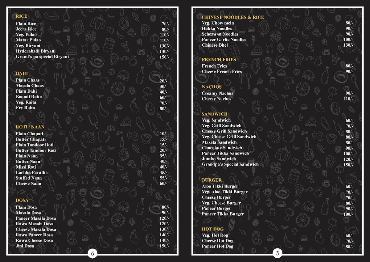 Grandpa's Cafe & Restro menu