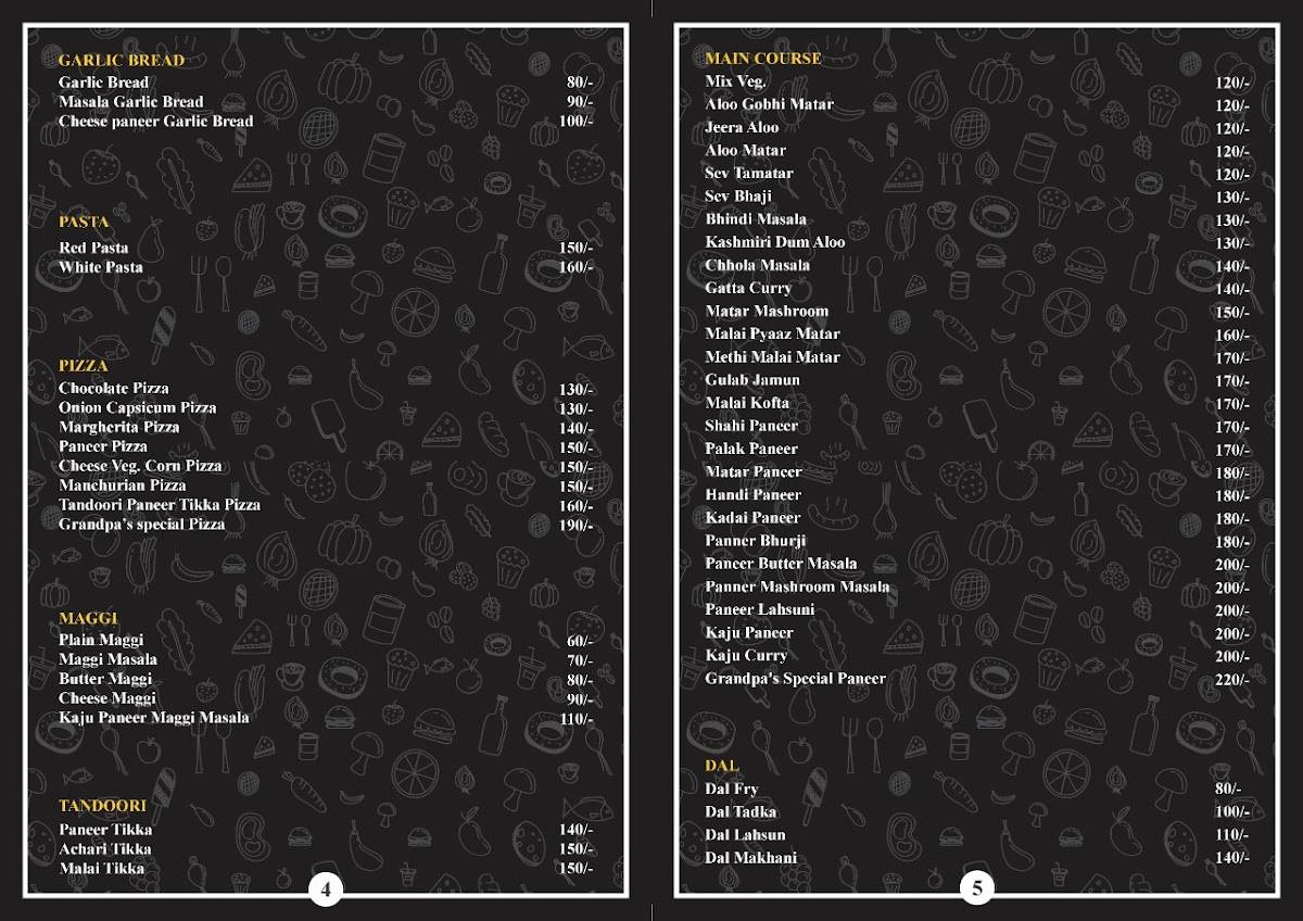 Grandpa's Cafe & Restro menu