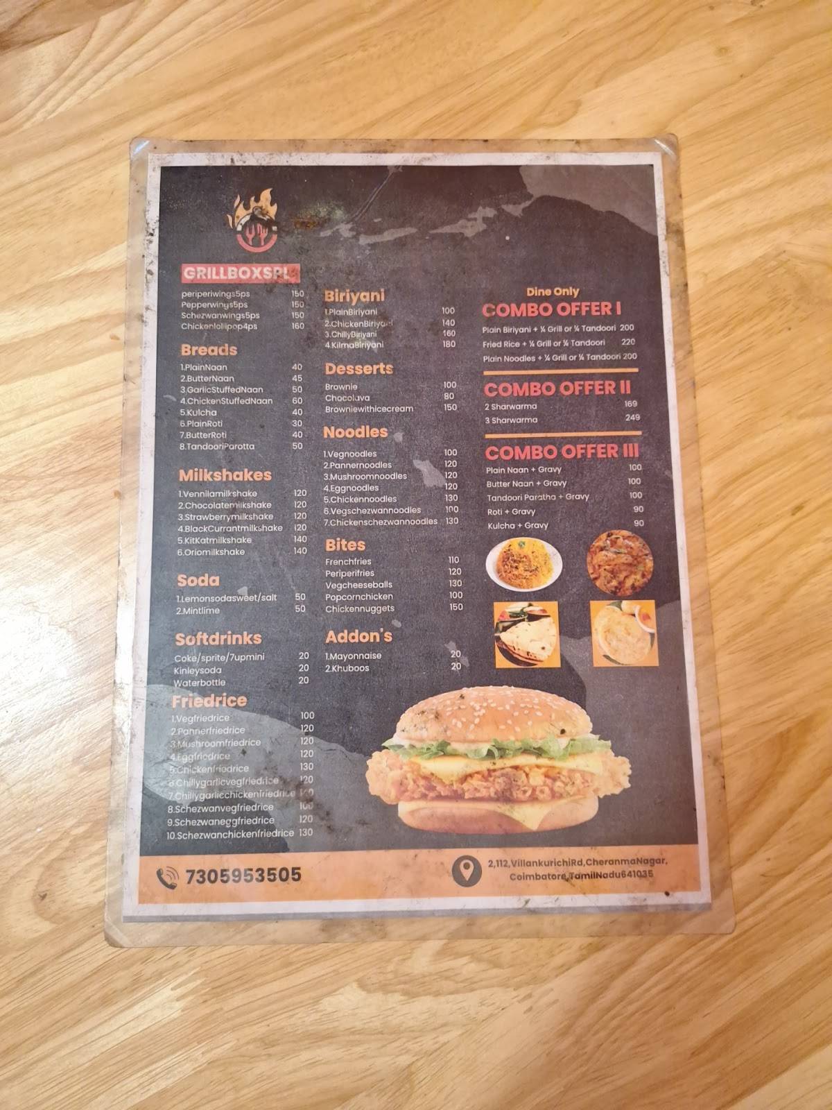 Grill Box menu
