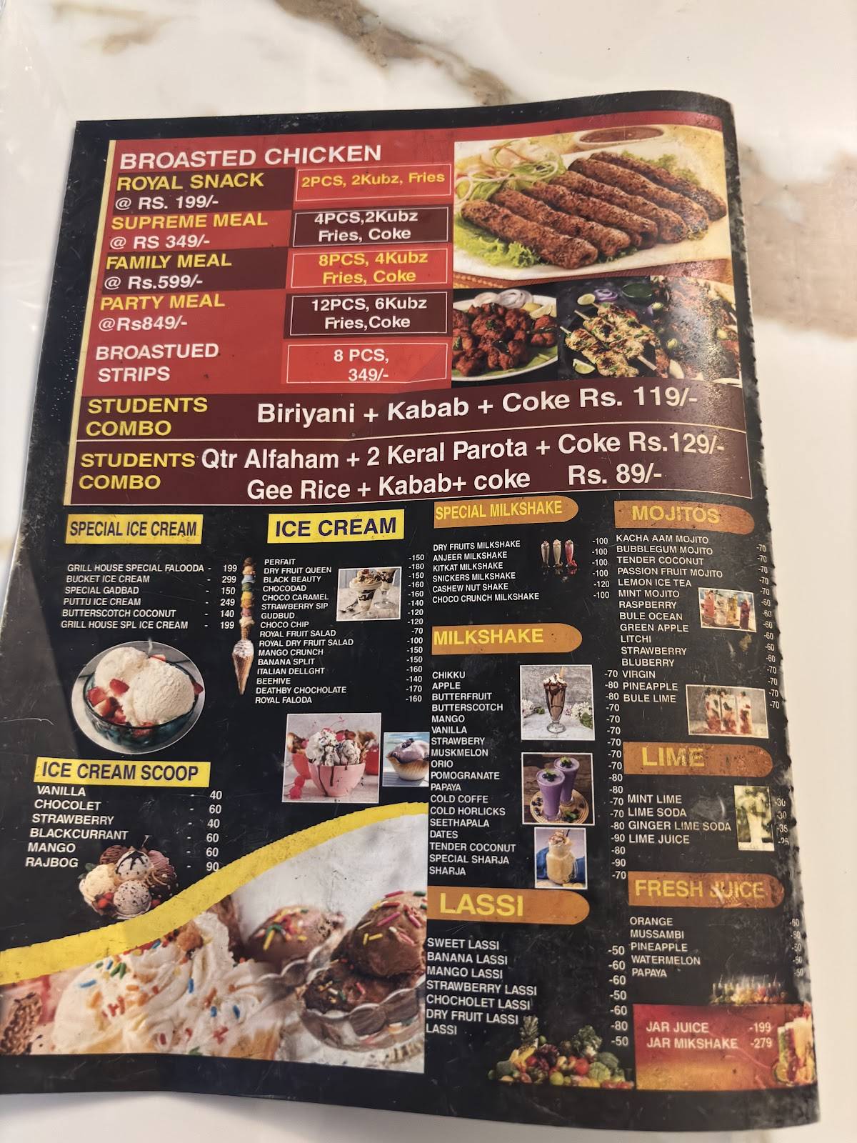 Grill House menu