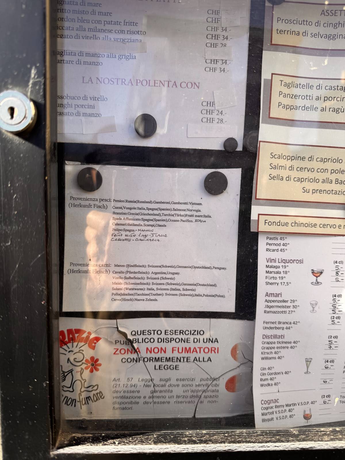Menu di Grotto Reina 