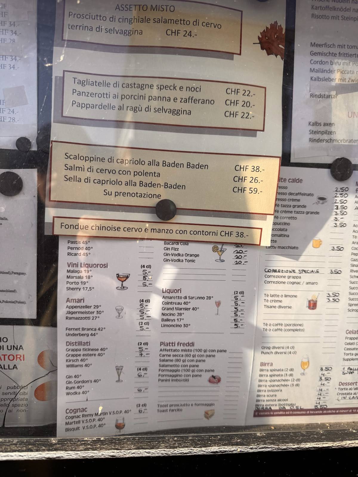 Menu di Grotto Reina 