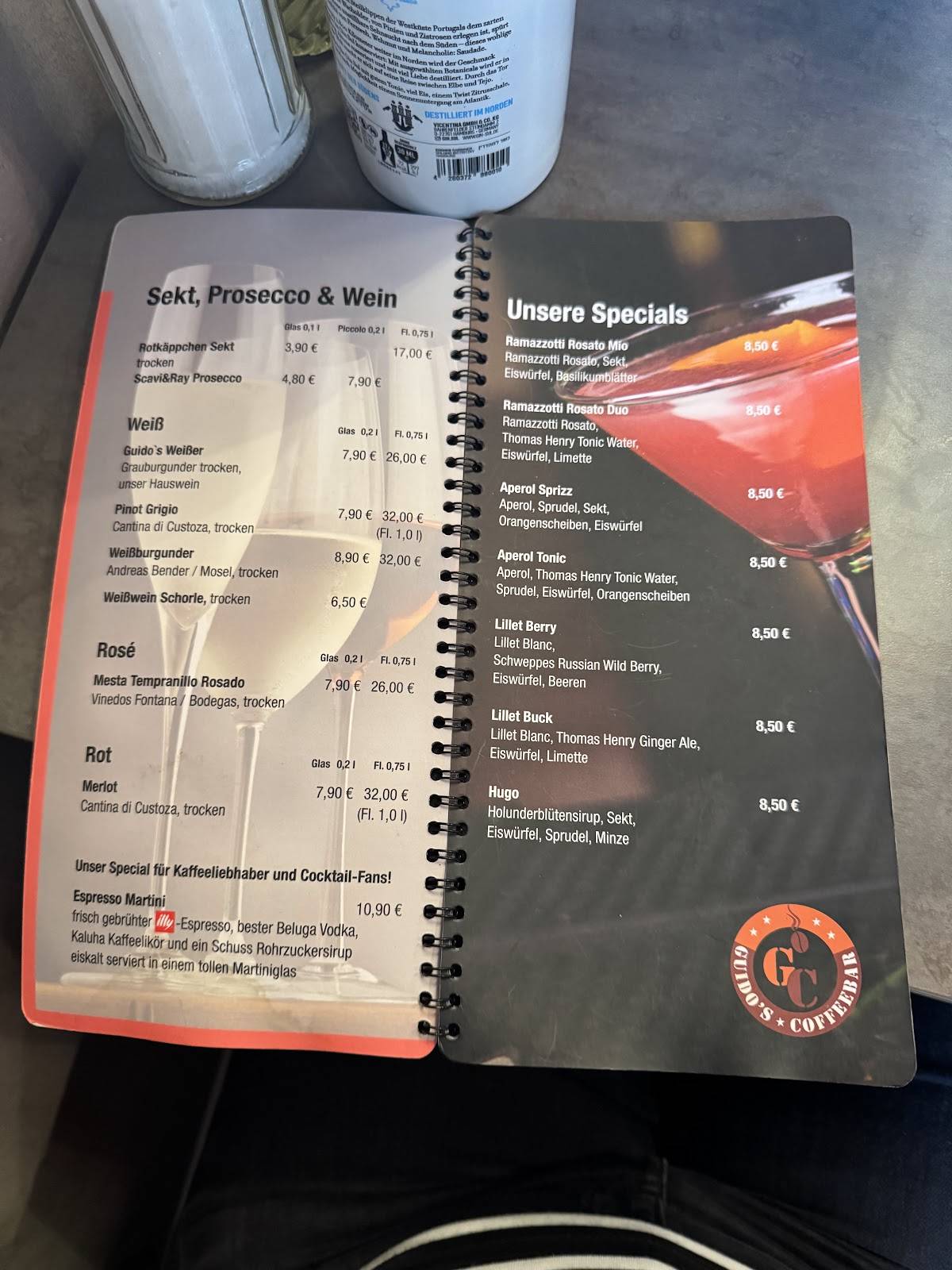 Menu de Guido's Coffeebar
