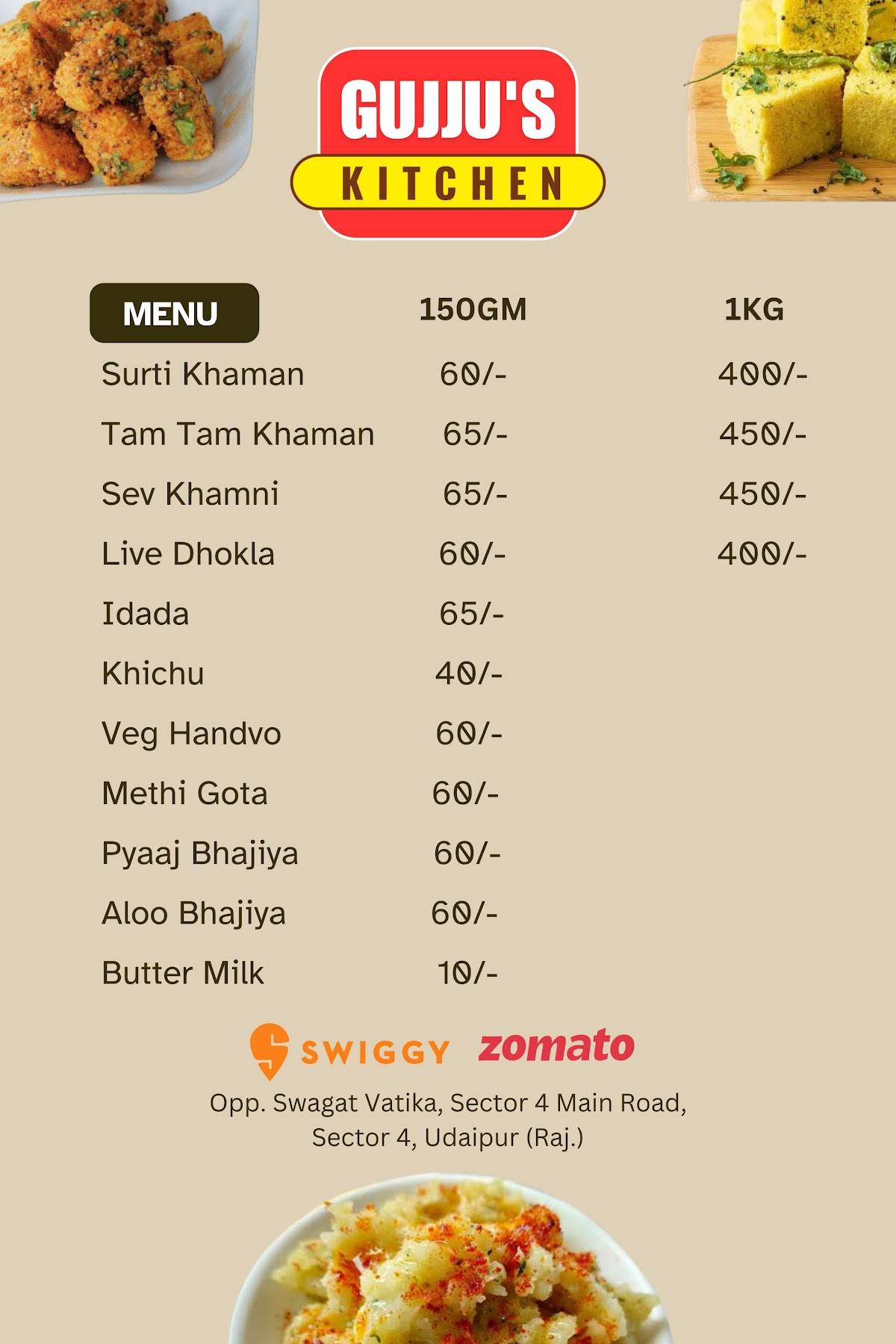 Gujju's Khaman Shop menu