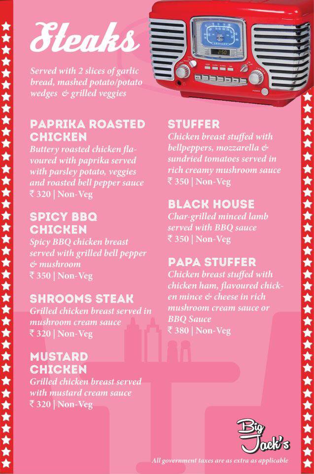 Big Jack's menu