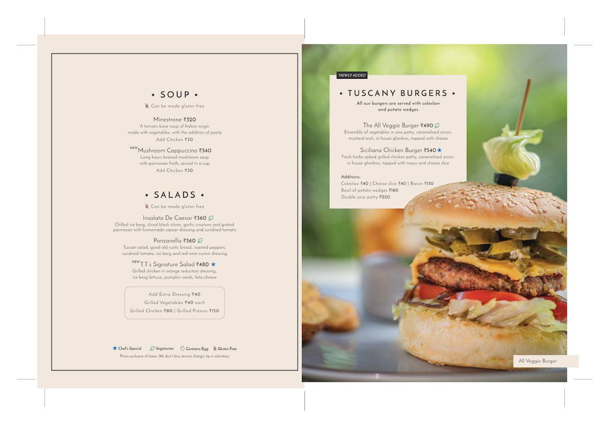 Tiny Tuscan Cafe Galleria Market menu