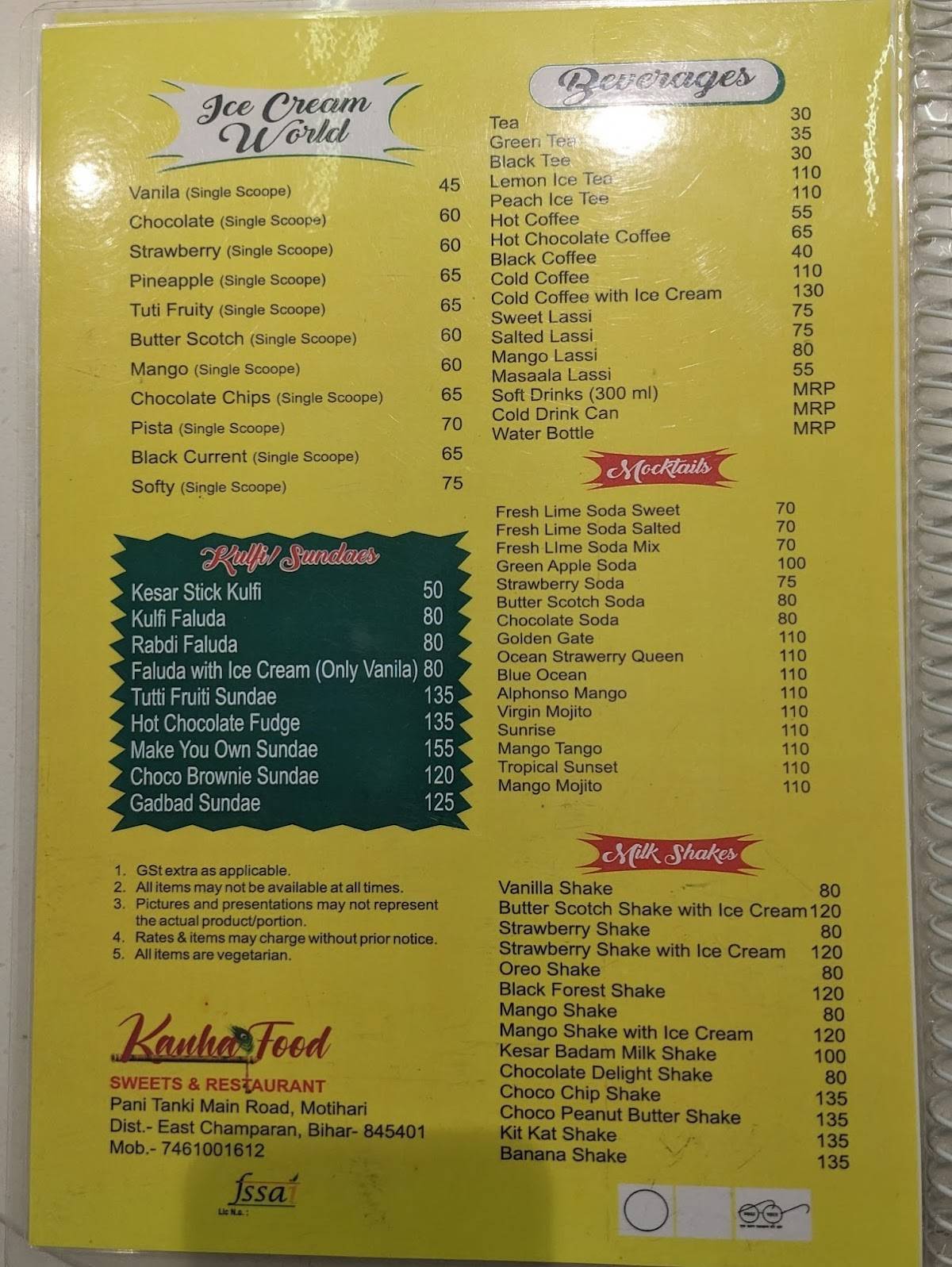 HALDIRAM BHUJIAWALA menu