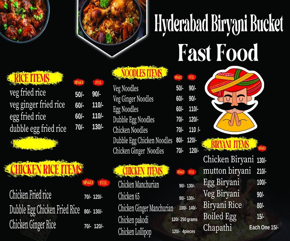 HYDERABAD BIRYANI BUCKET menu