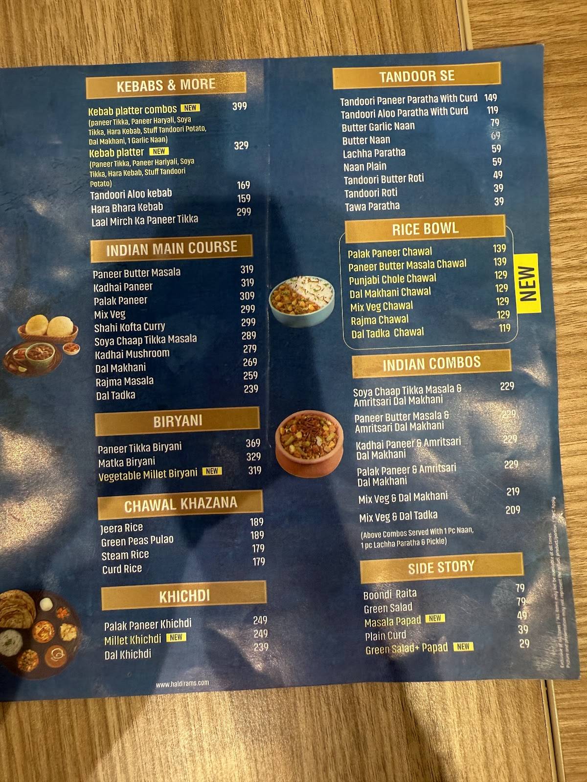 Haldiram's menu