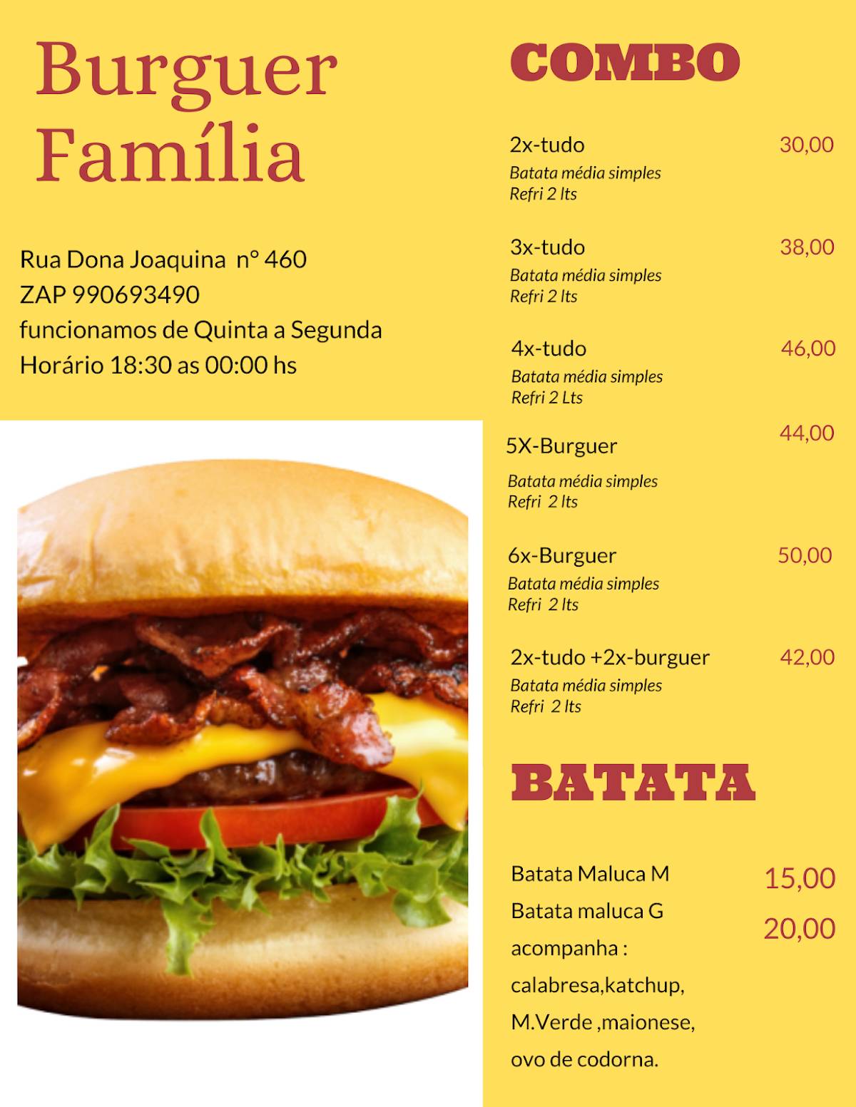 Menu At Hamburgueria Fam Lia Restaurant Nova Igua U