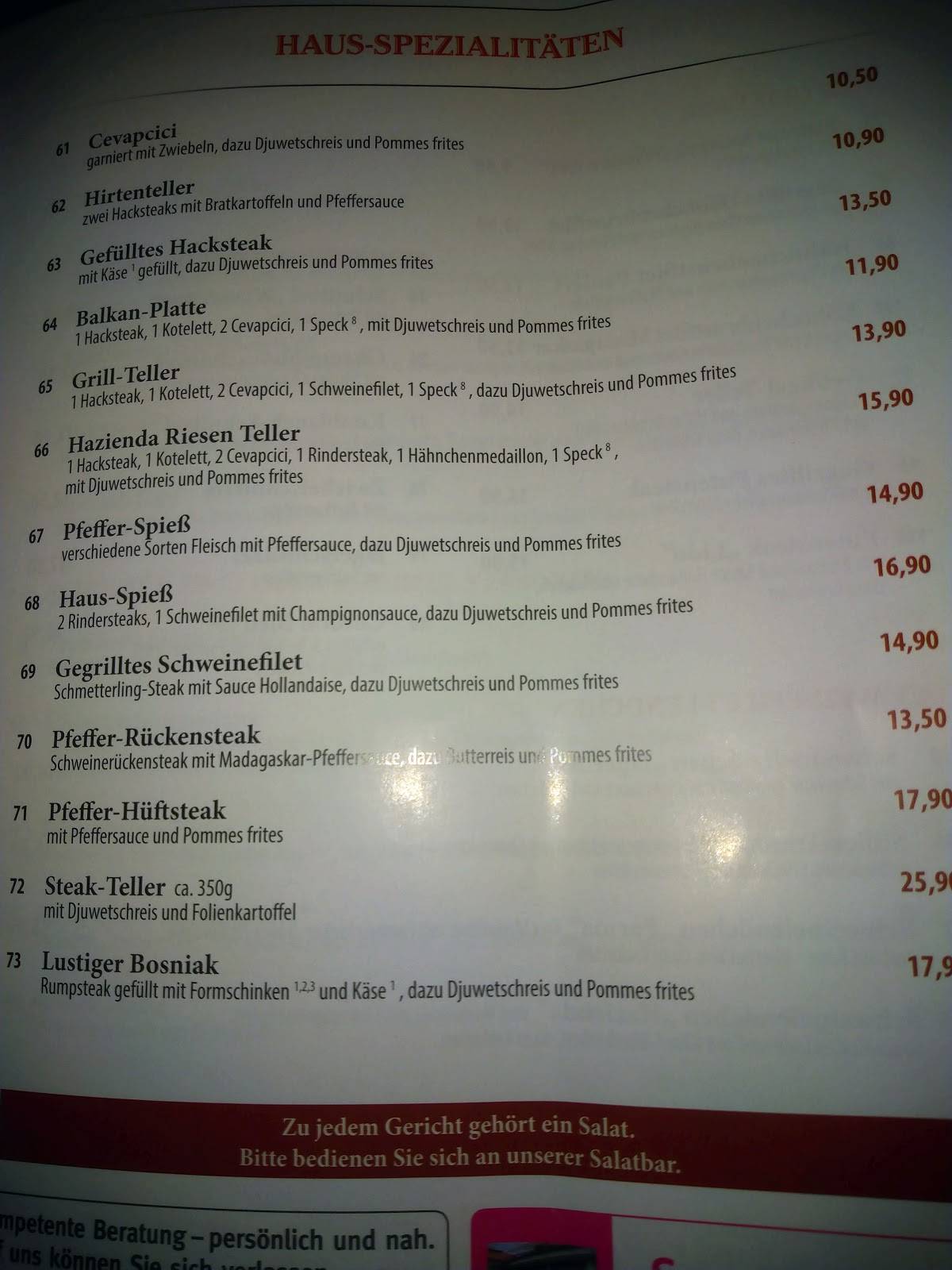 Hoffner Hamm Restaurant Speisekarte