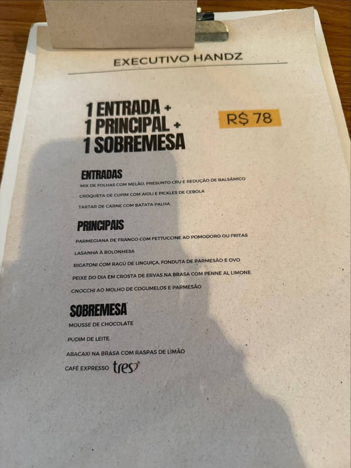 HANDZ ITAIM BIBI cardápio