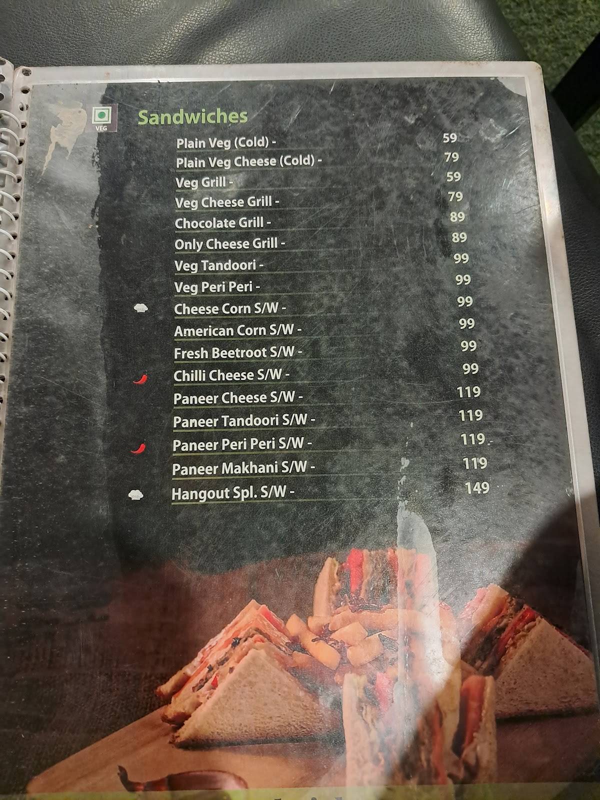 Hangout Rooftop Cafe menu