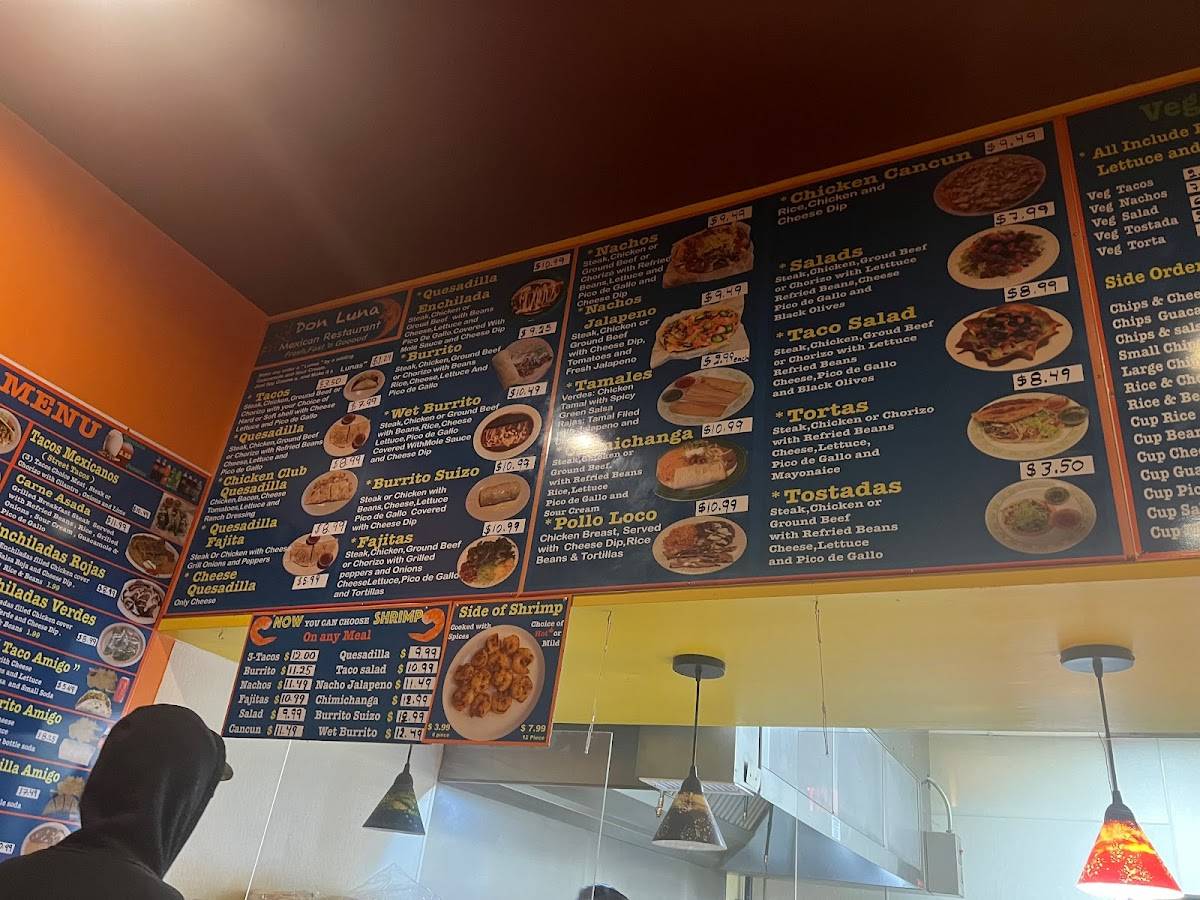 Menu at Don Luna restaurant, Harrisburg