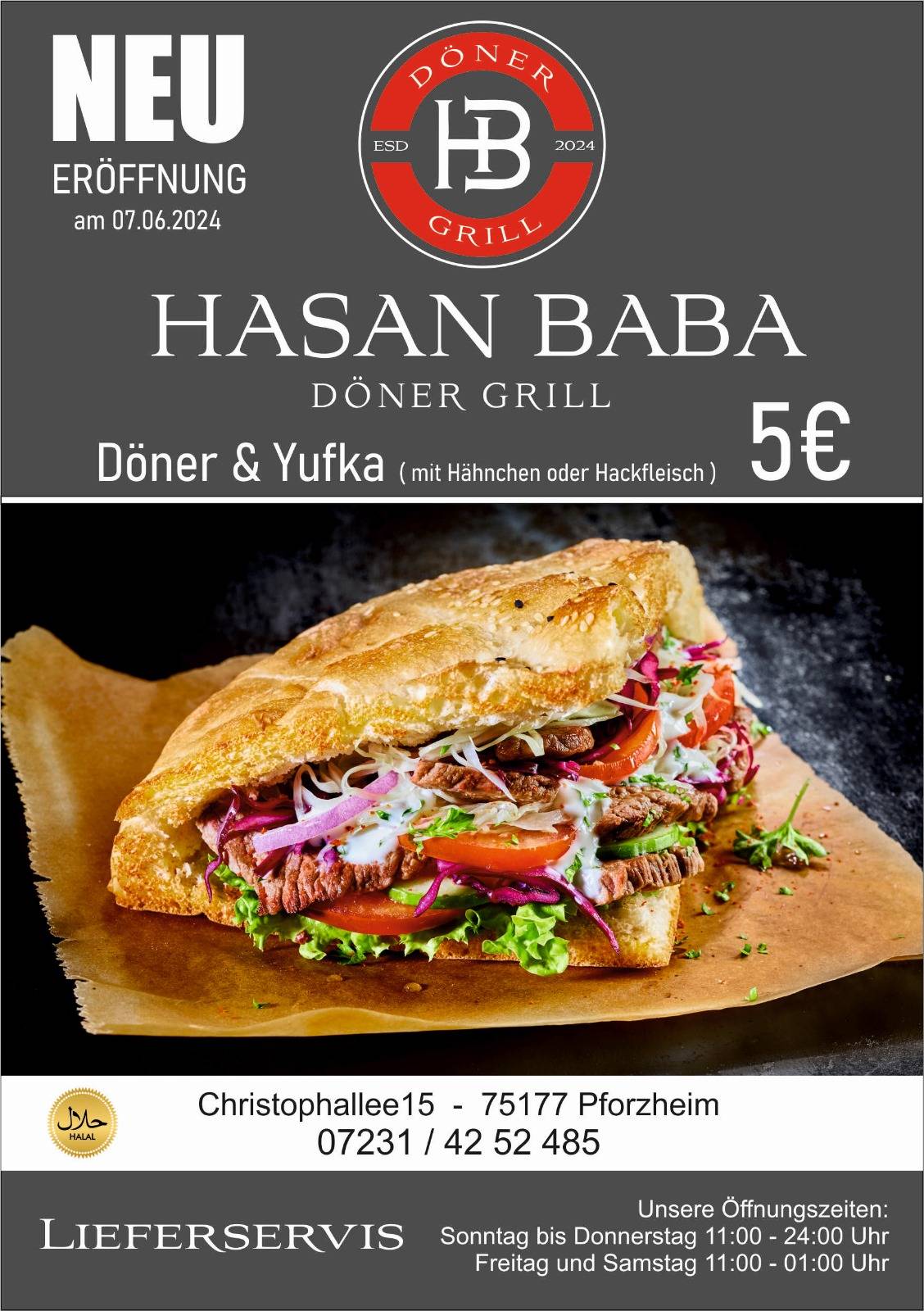 Speisekarte von Hasan Baba Döner Grill restaurant, Pforzheim