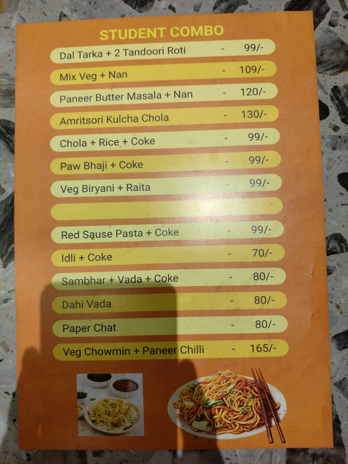Hasty Tasty menu