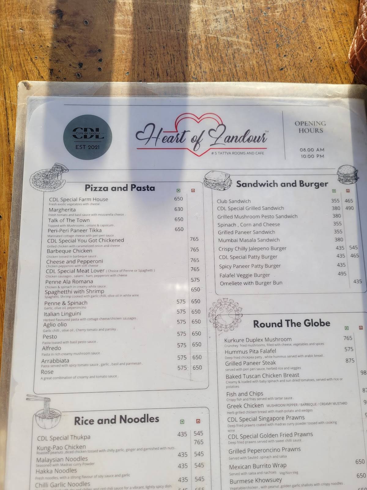 Heart Of Landour Cafe & Hotel menu