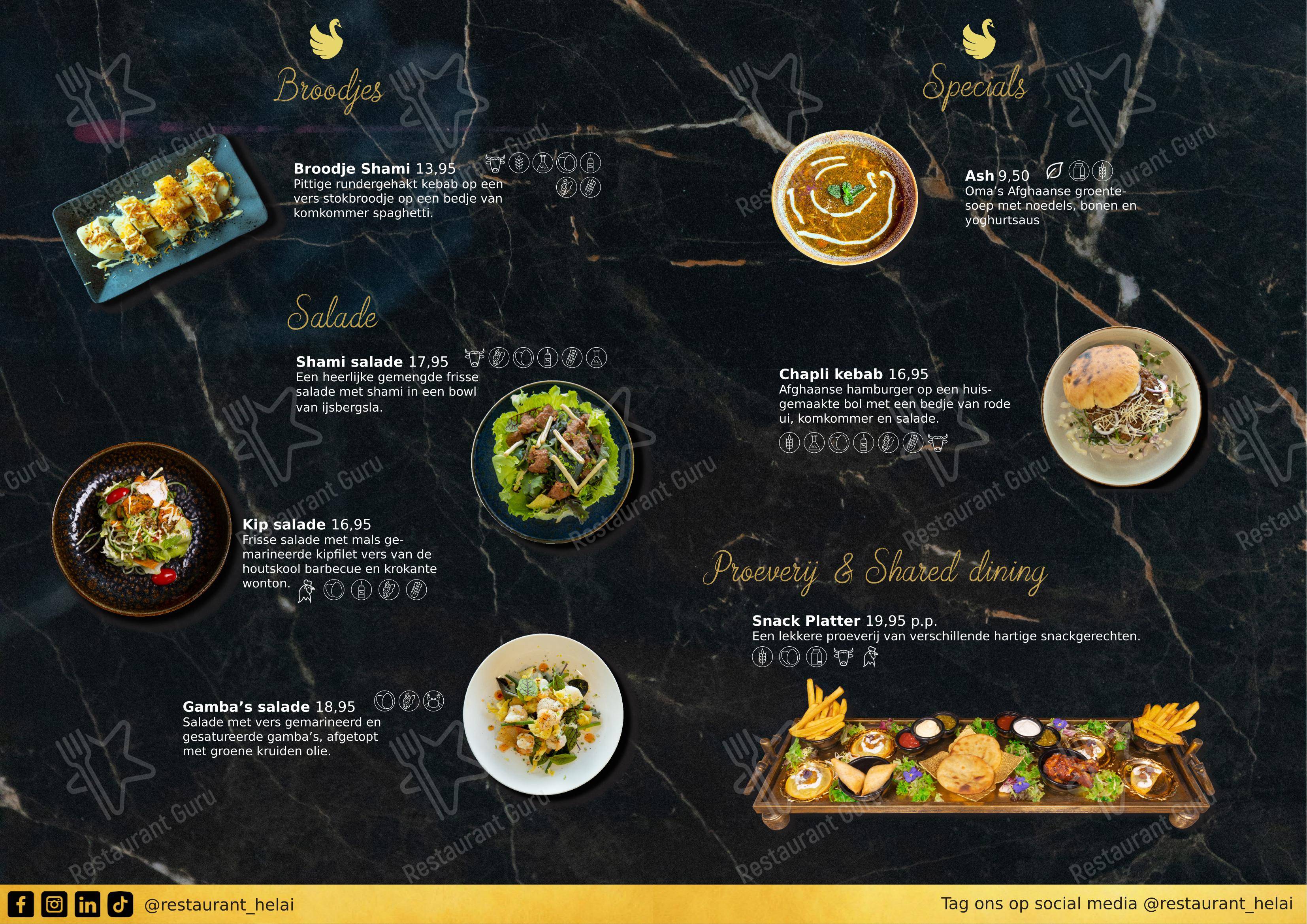 Menu pour Helai dans Rotterdam