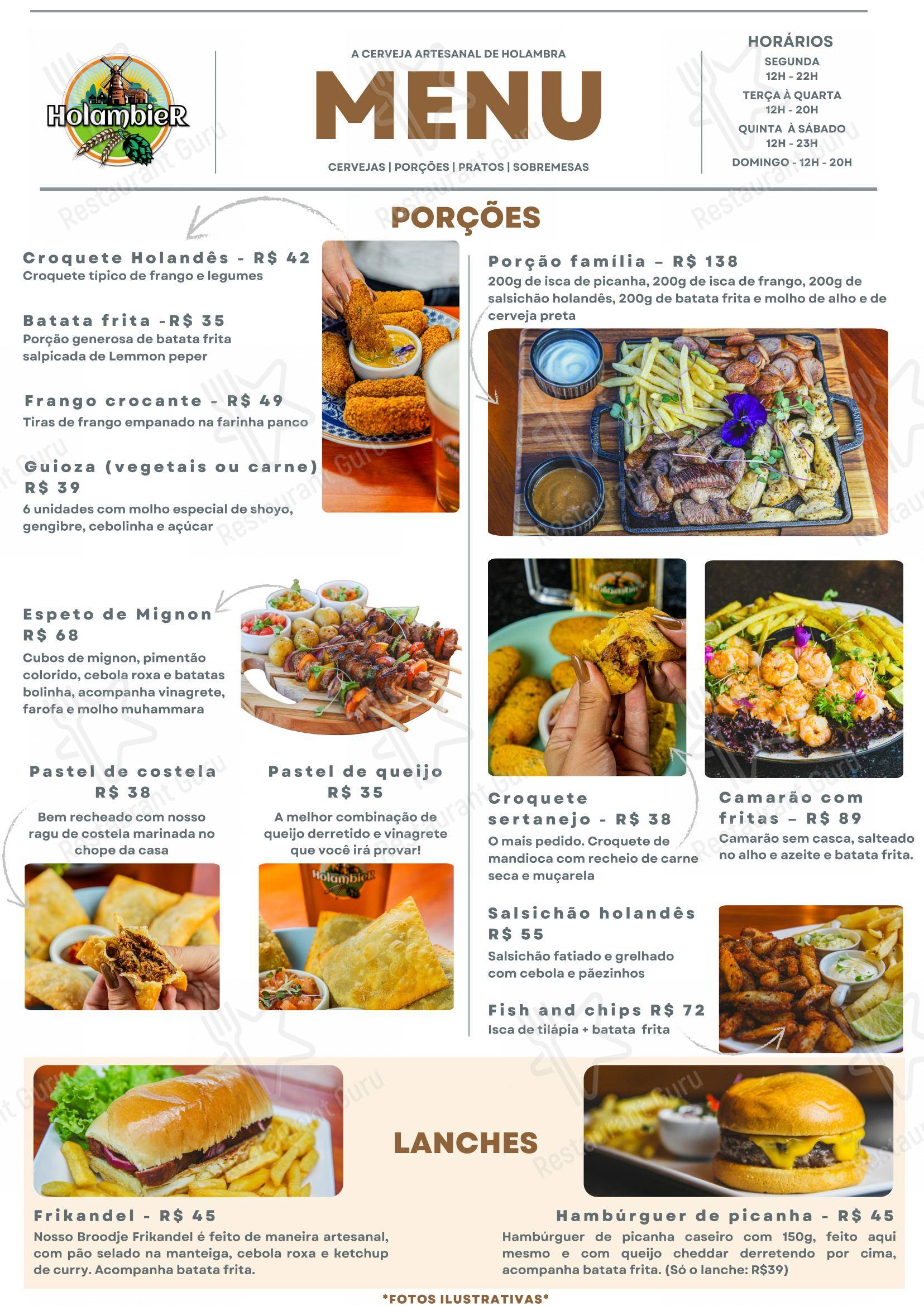 Holambier em Holambra - Menu