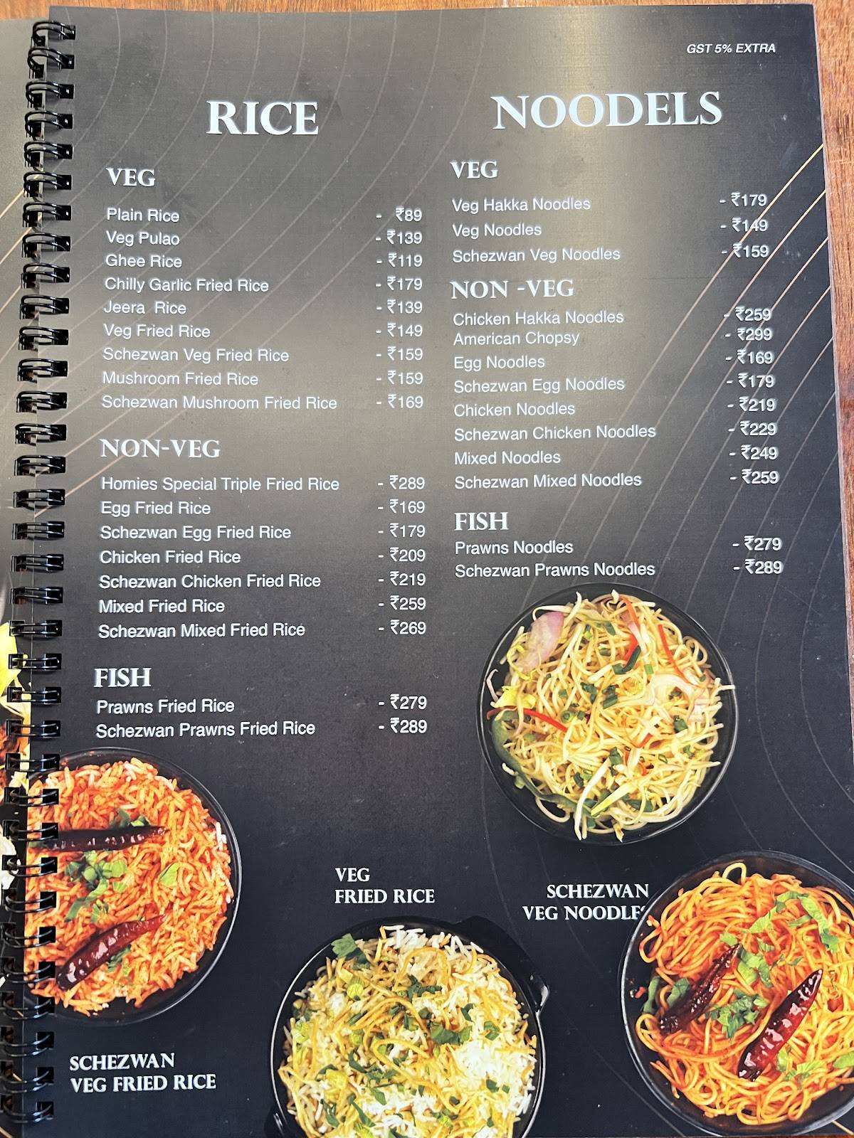 Homies Restaurant menu
