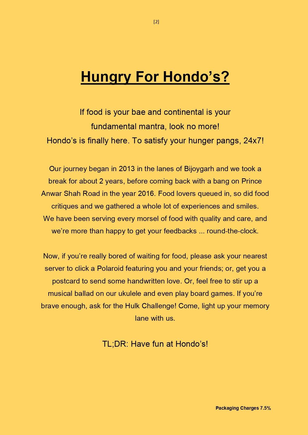Hondo's #2 menu