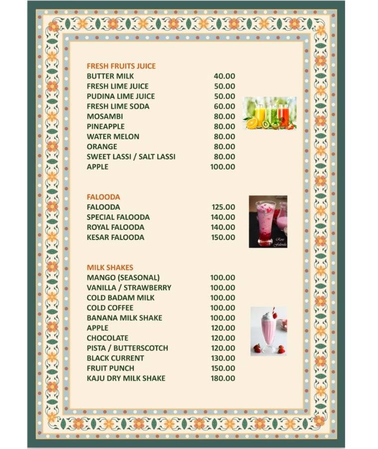 Hotel Swathi menu