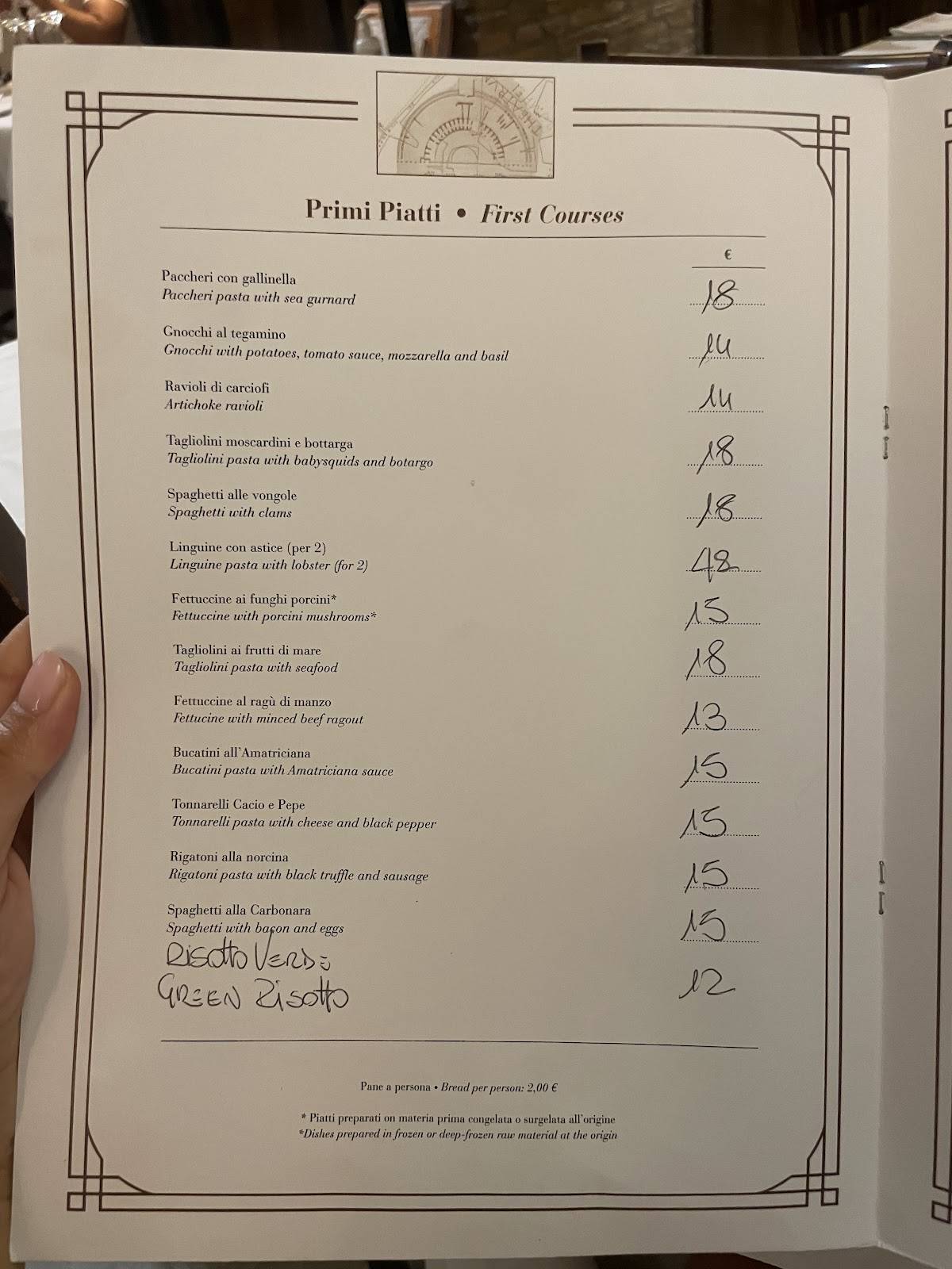 Menu di Costanza Hostaria 