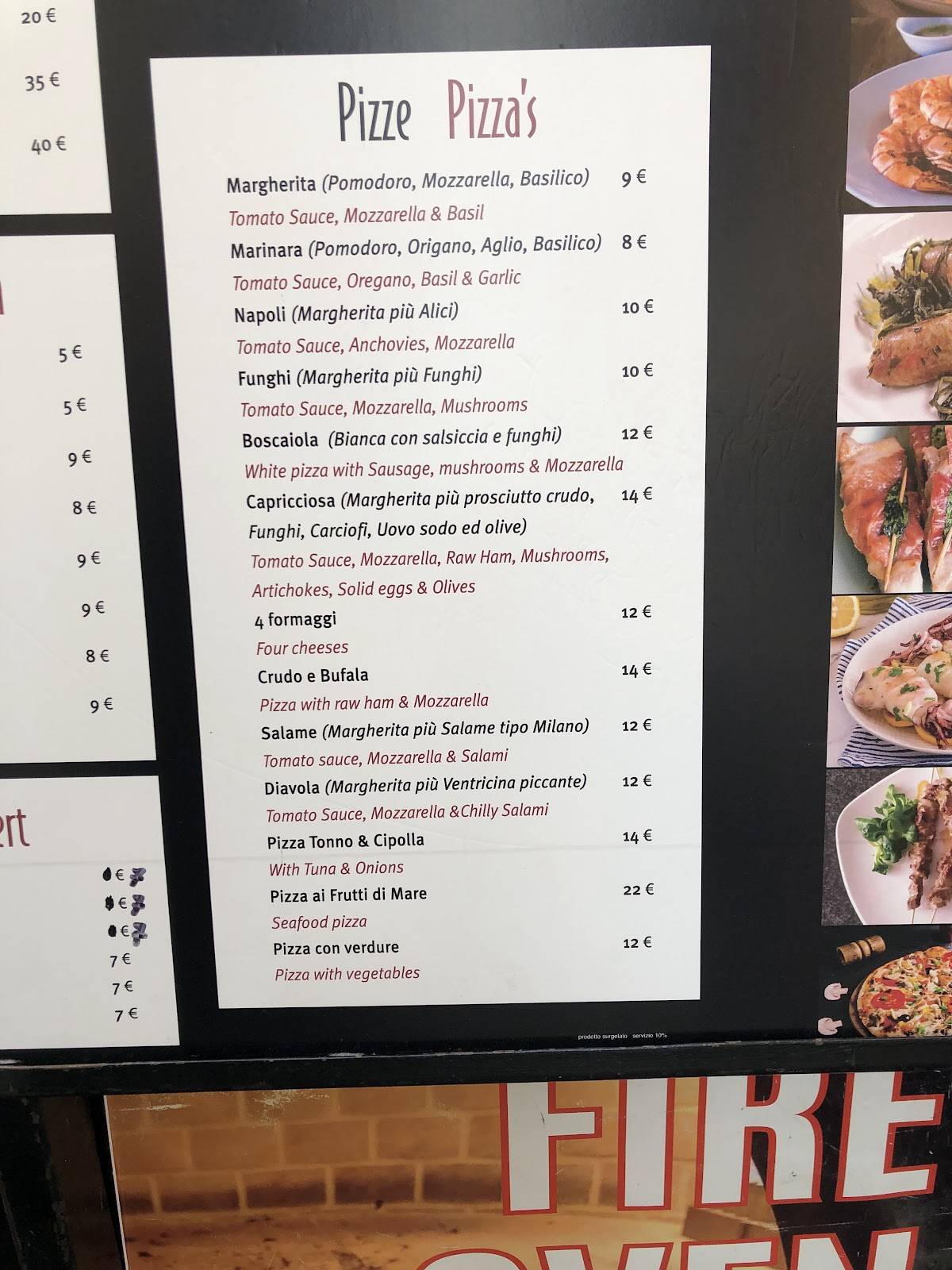 Menu de Hostaria I Fratellini