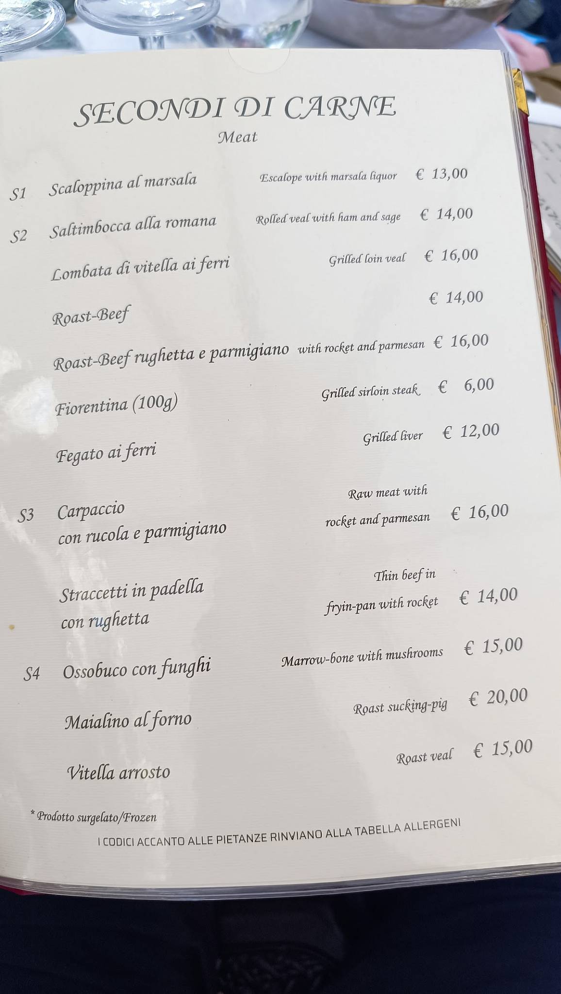 Menu di Hostaria da Tesone 