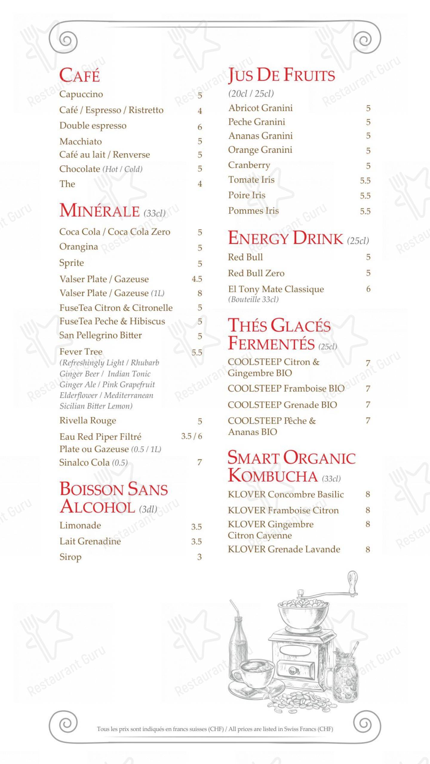 Menu di Hostellerie de Genève - Menu
