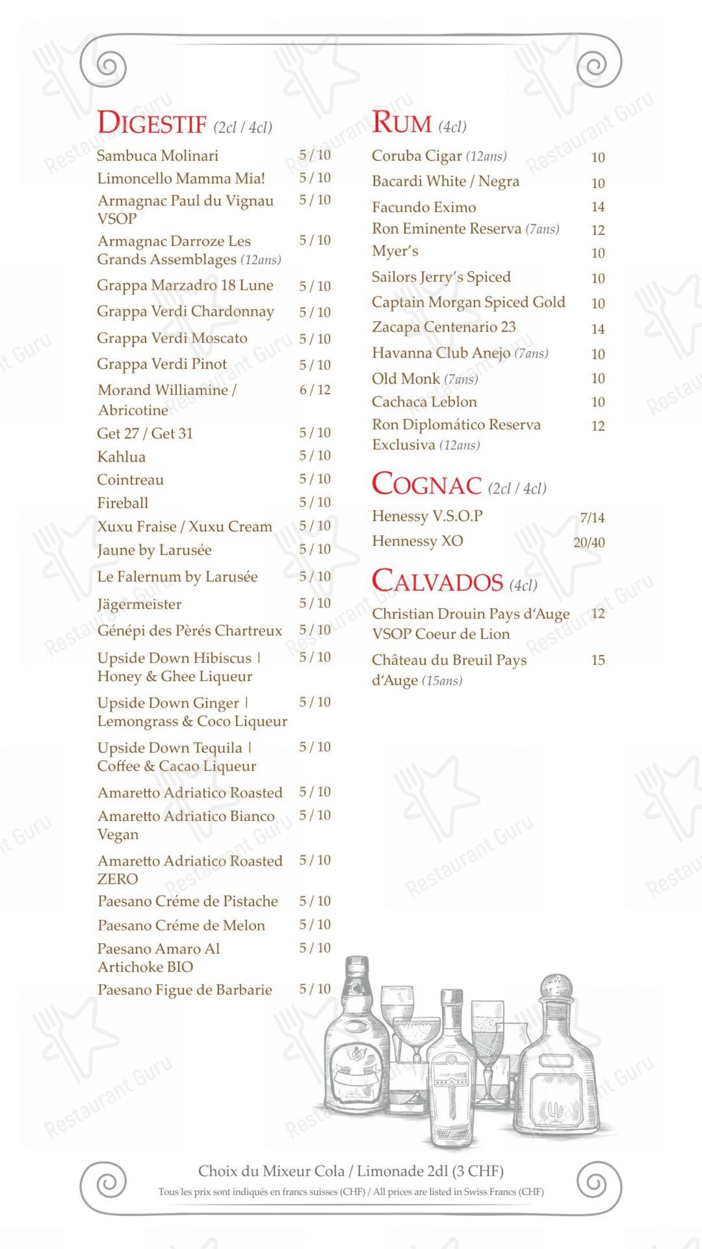 Menu per Hostellerie de Genève in Vevey