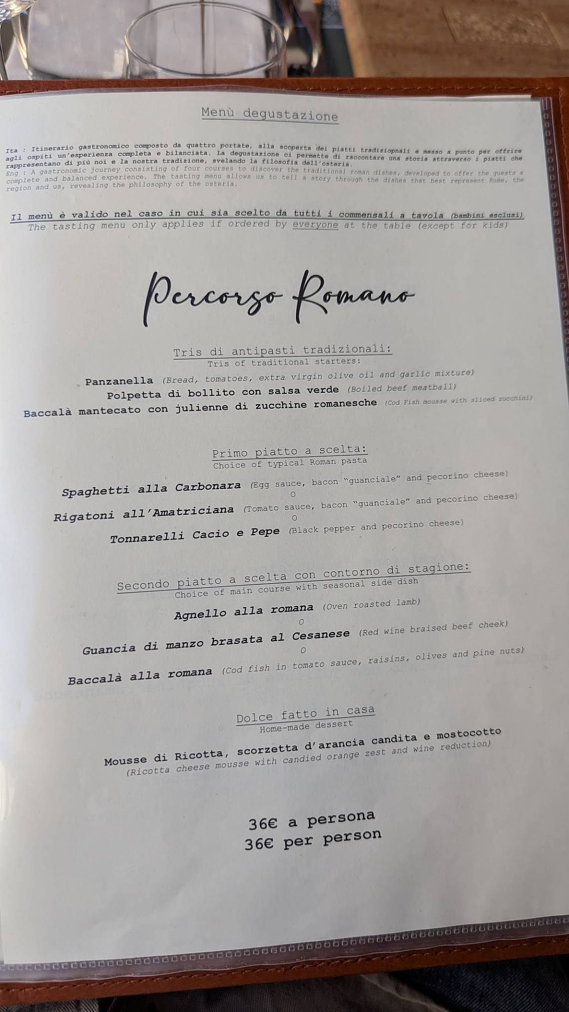 Menu di Hosteria Grappolo D'Oro 