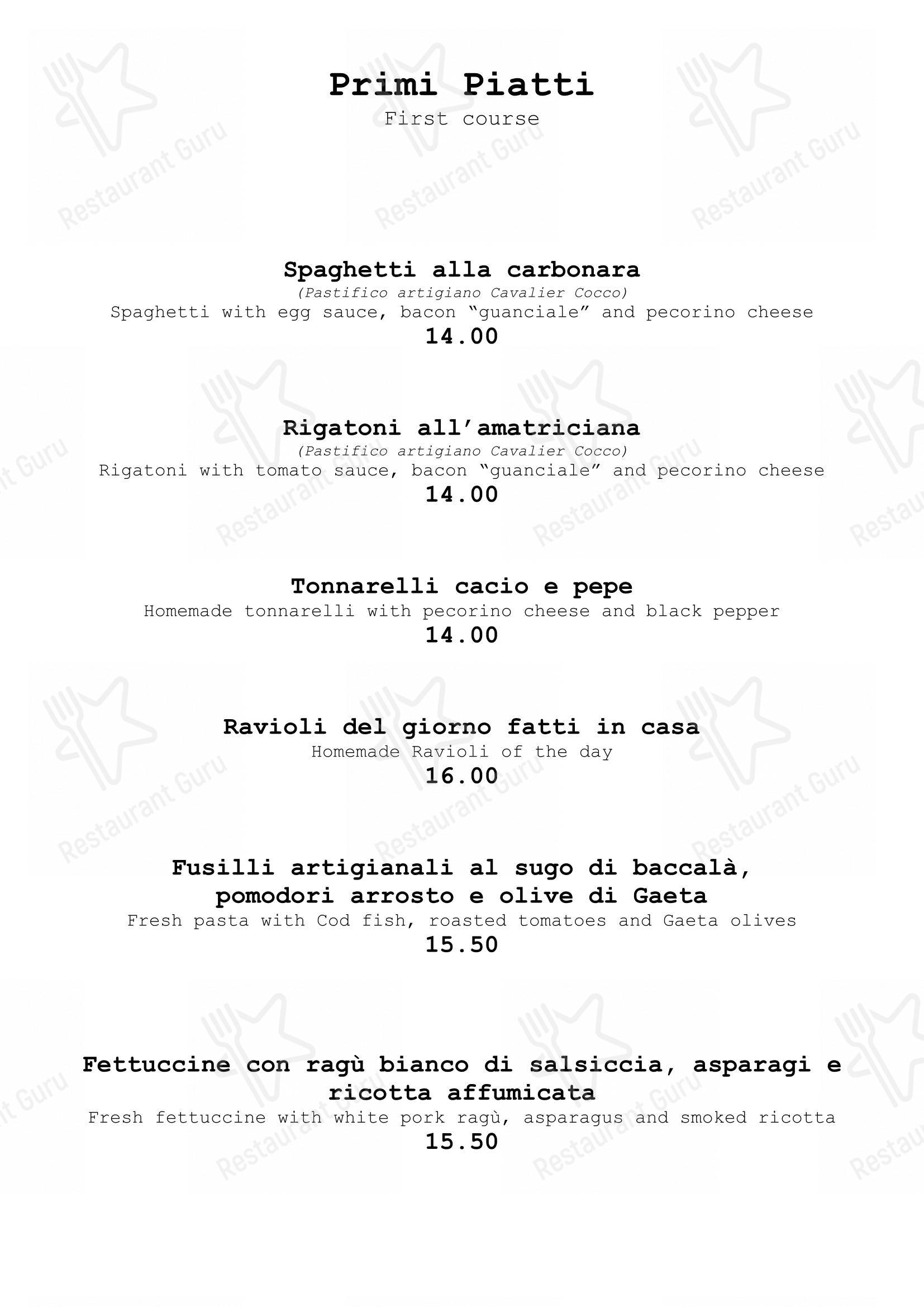 Menu per Hosteria Grappolo D'Oro in Roma