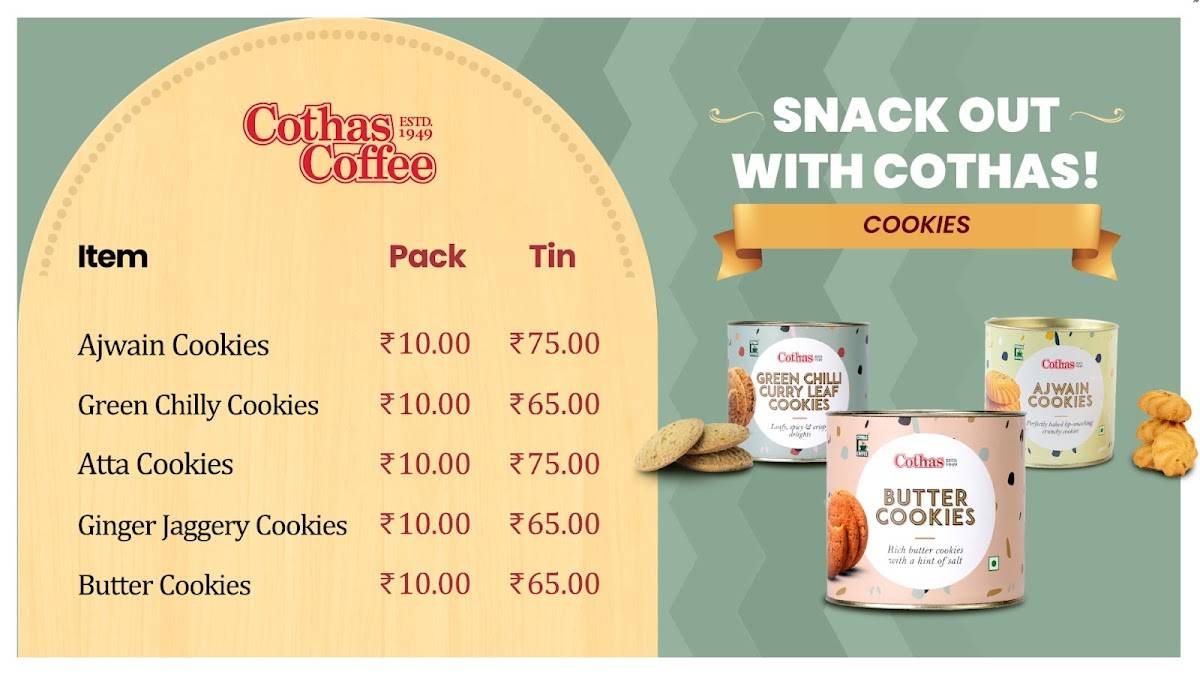 Cothas coffee menu