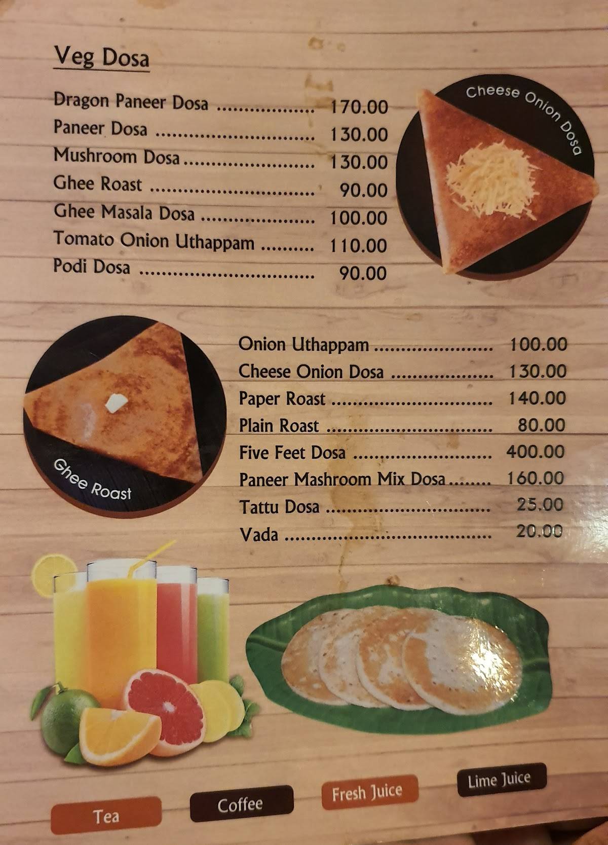 Hotel Arcadia menu